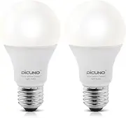 DiCUNO Radar Motion Sensor Light Bulbs, E27 Motion Activated Bulb, Daylight White 5000K, 12W (100W Equivalent) 1100LM, A19 E26 Indoor/Outdoor Lighting for Front Porch, Garage, Pack of 2