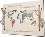 [Generic] Wooden Crafts With World Map,World Map Pattern Packaging Box - Wooden Money Clip Packaging Wallet for Money, Cash, Bank Card, Credit Card