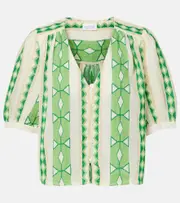 [Velvet] Velvet Marissa cotton jacquard blouse AU 16 green