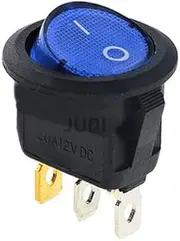 DJDLFA 1PCS/5pcs 12V / 220V led Switch Light Switch Power Switch Car Button Lights ON/Off 3pin Round Rocker Switch(Blue,220V_5PCS)