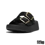 【FITFLOP】F-MODE 經典亮粉扣環厚底雙帶涼鞋-女(黑色)