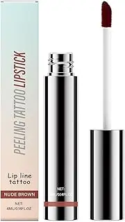 Waterproof and Anti-Smudge Lip Gloss, Long-Lasting and Anti-Falling Tear-Off Lip Liner Dye Tattoo, 4ML（0.14FL.OZ）(NUDE BROWN,1pcs)