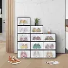 12PCS Plastic Shoe Storage Box Cabinet Stackable Display Drawer Case Organiser