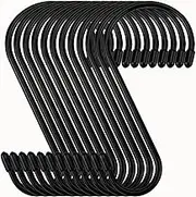 LH-12 Pack 6 Inch Heavy Duty S Hooks,Large Vinyl Coated S Hooks for Hanging Plants，12 Pack 7mm Thickness Black Rubber Coated S Hooks Non Slip Metal Hook for Hanging Closet,Garden,Bird Feeders (Black)