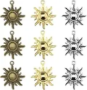 eMagTech 90PCS Sun Charms Pendants DIY Craft Jewelry Making Decorations Ornaments for Bracelet Necklace Keychain Crafting Findings Accessories Gold & Bronze & Silver