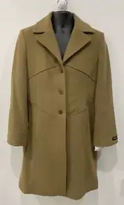 Anne Klein Lambswool Cashmere Blend Coat Women's 12, Single breasted, Wheat, NWT