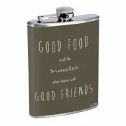 Good Food Friends Em1 Flask 8oz Stainless Steel Hip Drinking Whiskey