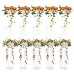 VEVOR 10PCS 23.6inch/60cm High Wedding Flower Stand, With Acrylic Laminate,Acrylic Vase Column Geometric Centerpiece Stands, Floral Display Rack for T