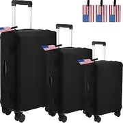 [Generic] 3 Pcs Elastic Luggage Cover with Luggage Tags, 20/24/ 28 Inch Travel Suitcase Protector Anti Scratch Suitcase Cover Protector Washable Fits 18 to 28 Inch