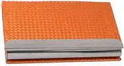[uxcell] Faux Leather Textured Woven Pattern ID Card Case/Holder, Orange