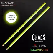DRUM STICKS CHAOS ILLUMINATE 5B DRUMSTICKS – FLURO YELLOW - GLOW IN DARK