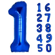 40 Inch Giant Navy Blue Number 1 Balloon Helium Mylar Foil Number Balloons fo...