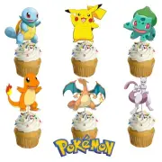 12x Pokemon Pikachu Cupcake Food Cake Topper. Party Supplies Lolly Bag Bunting