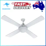 52 inch Ceiling Fan Quiet 4 Blades 1300MM White Reversible with Light And Remote