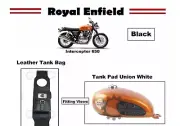 Fit For Royal Enfield "Interceptor 650 Leather Tank Bag & Tank Pad Union White"