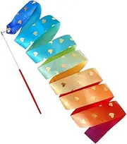 Rhythmic Gymnastics Band - Long Rainbow Silk Streamer Band Dancer Stick Goodie Bags Stuffers | Kids Heart Pattern Gymnastics Band for Fake Dance Performances Fits K