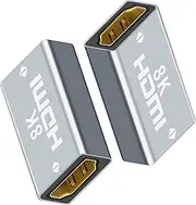 tunghey HDMI Coupler 8K, HDMI Female to Female Connector HDMI Extension Adapter, 8K@60Hz/4K@120Hz 120UHD, 7680 * 4320 Resolution, 3D, HDR, ARC for Laptop, PC, Monitor (2Pack)