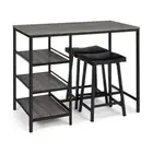3 Pieces Modern Industrial Dining Table Set with Two Bar Stools