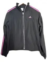Adidas 3S Wind Jacket Womens M Black Full Zip Running Performance Climalite