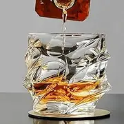 Tsukiglass Storm Japanese Crystal Whiskey Glass Set - Old Fashioned Whisky Glasses (2 PCS)