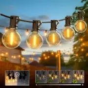 Outdoor Lights String Patio Waterproof Connectable 30ft Dimmable With Timer G40