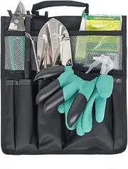 Garden Kneeler Tool Bag with Handle Pockets Foldable & Portable Tool Pouch Ox Gardening Tools Hanging Storage Bag Organizer Black