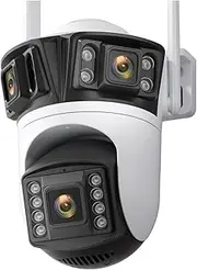 6K 12MP HD Three Screen WiFi IP Camera Outdoor Three Lens Ai Human Detection Waterproof CCTV Video Security Camera(EU Plug,6MP 64G SD Card)