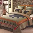 Quilt Collection - Bear & Paw Printed Bedding Set, 3-Piece King - Reversible Qui