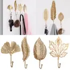 For Towel Clothes Wall Hanger Hanging Storage Rack Wrought Iron Hook Leaf Shape