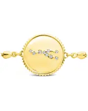 Sterling Forever 14K Over Silver CZ Taurus Disc Bolo Bracelet