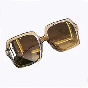 [liuwei] Sunglasses Retro Gradient Female Glasses, Oversized Square Men's Sunglasses Fashion Accessories, Suitable for Sunny Beach Shopping Party Travel,Champagne
