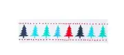 Whimsy Christmas Tree on White Wired Ribbon Cascade 20 Yd NEW holiday pink blue