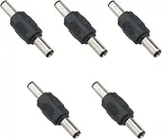 Ruiwaer 5PCS Black 5.5mm x 2.1mm DC Power Adapter DC Barrel Power 2.1mm X 5.5mm Male to Male Coupler Connector DC Power Jack Adapter Barrel Connector for CCTV Camera