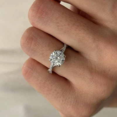 Infinity Band Promise Ring 7mm Round Cut Moissanite Classic Engagement Ring Gift