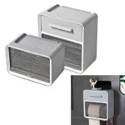 US (Grey)Toilet Paper Holder Wall Mount Waterproof Storage Box PP With Drawer Fo