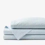 Company Kids Ditsy Gingham Blue Organic Cotton Percale Sheet Toddler Sheet Set
