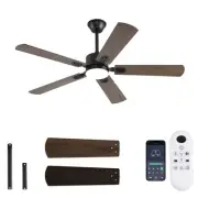 52 inch Modern Ceiling Fans with Lights APP/Remote Control, Low Profile Rever...