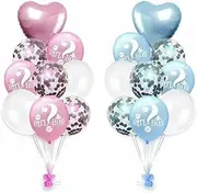 Boy Or Girl Gender Reveal Party Decoration Set,Foil Balloons,Metallic Fringe Curtains,Paper tassel Garland,r Party Photo Backdrop (Pink/Blue) Shower Birthday (Style 3)