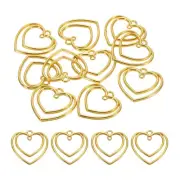 10Pcs Double-Heart Shape Alloy Open Back Bezel Pendants Resin Frame Gold Tone