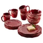 Bianca Mistletoe Holiday Round Dinnerware Set – 16-Piece Ceramic Dinner Party...