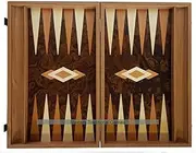 Manopoulos Luxury Dark Walnut Burl 19-inch Backgammon Set for 2 Players, Ages 12+
