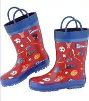 Brand New Stephen Joseph Sports Print Rubber Rain Boots Toddler Boys Size 6