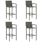 Modern Style PE Rattan Bar Chair Stool 4 Pcs Grey Indoor Outdoor Barstool Set