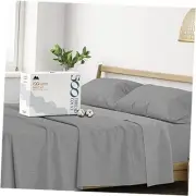 100% Cotton Striped Sheets Size Bed Set - 500 Thread Count King Stripe - Grey