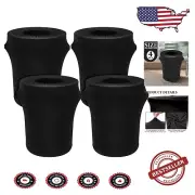 32 Gallon Black Spandex Trash Can Covers - Set of 4 for Elegant Outdoor Use