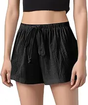 [Generic] Womens Shorts Elastic High Waisted Lounge Fall Fashion Clothes Shorts for Summer Casual