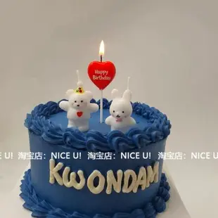 NICE U! 韓國ins大紅色愛心蠟燭生日快樂字母HBD生日蠟燭蛋糕裝飾