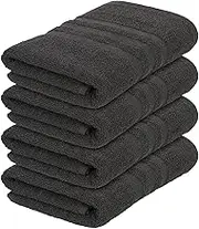Nicola Spring Cotton Hand Towels - Charcoal - 90cm x 50cm - Pack of 4 - Adults Small Thick Fluffy Luxury Quick Dry Bathroom Soft Hotel Quality Face Cloth Towel