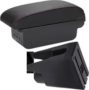 Box for Peugeot 107 Car Accessories Store Box Interior Detail Simple Installation Box Center Console(C1 Black red NO USB)