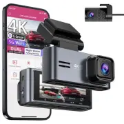 Dash Cam Front and Rear 5G WiFi, Dash Cam 4K/2K/1080P+1080P, Dash Camera for ...